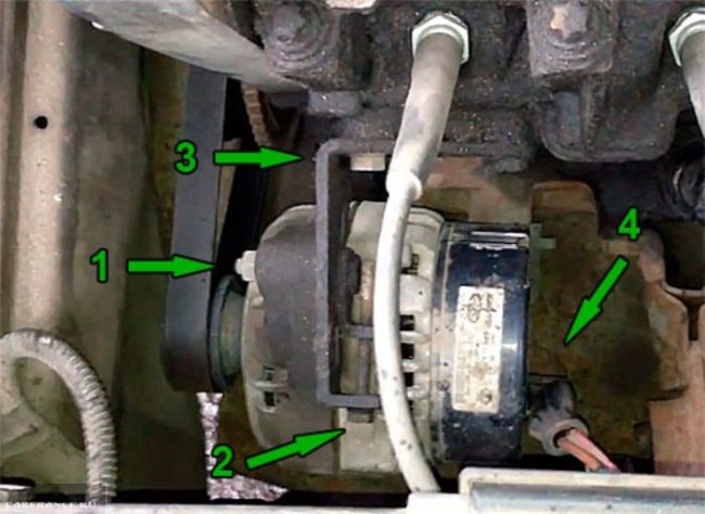 Болты крепления и натяжения ремня генератора ВАЗ-2114