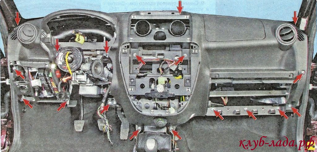 Рисунок 11.13. Расположение винтов панели Lada Granta.